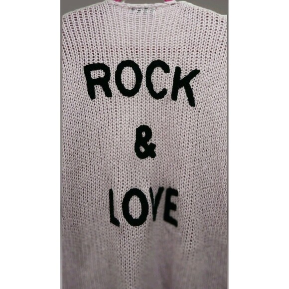 Rock & Love Cardigan Women’s M Light Pink Purple Knit Sweater Hippie Open Front - Picture 5 of 7